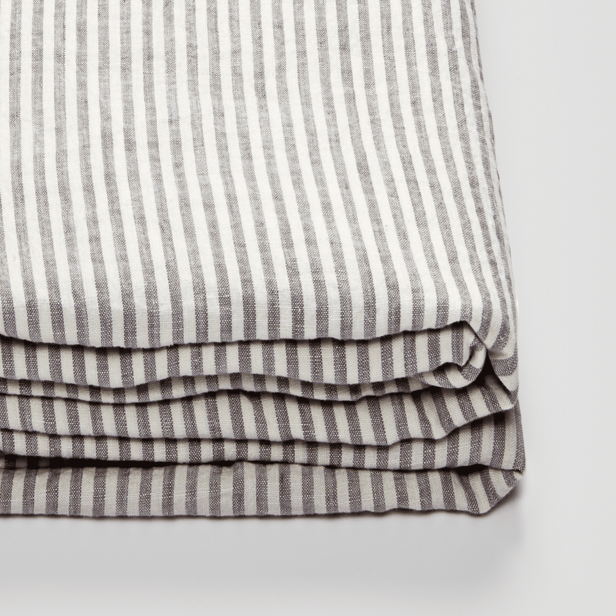 Fitted Sheet in Grey and White Stripe 100 Linen Halvorsen Interiors